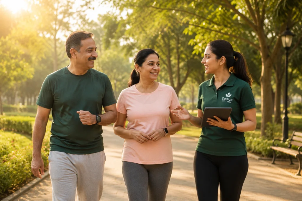 Wellness Walk in the Sunlit Park