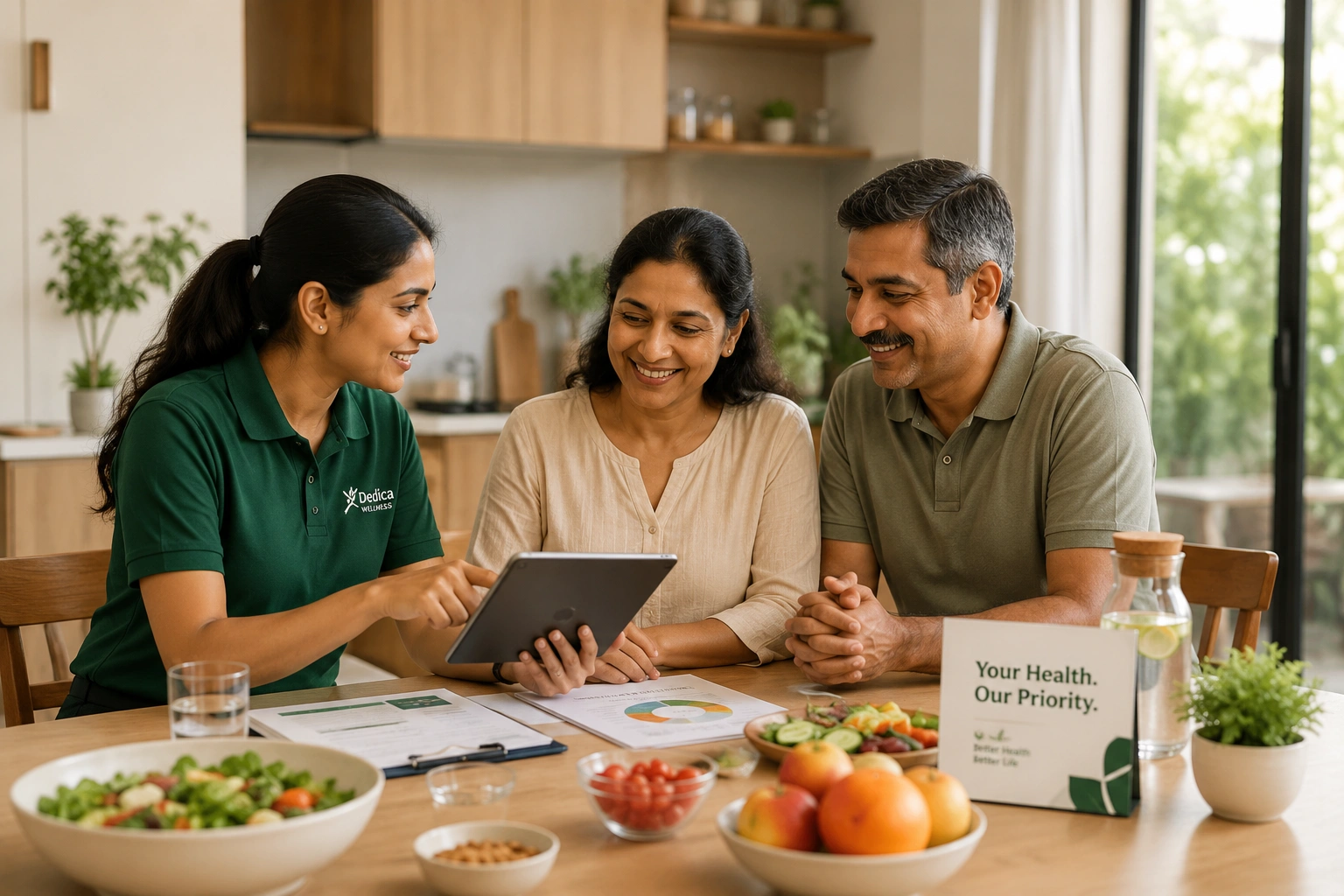 Wellness consultation in a sunny kitchen